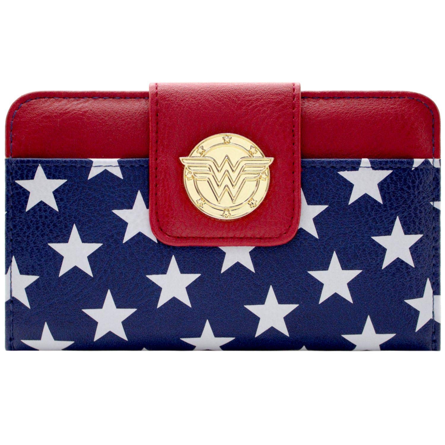 DC Wonder Woman Diana Outfit Metal Emblem Purse Clutch Coin Pocket & Card Holder, Blue