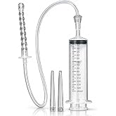 CLEANSTREAM 150mL Syringe w/ Attachments for Beginners, Men, Women, &amp; Couples. Fluid Syringe and Three Tapered Tips. Silicone Tube. 5 Pieces, Clear.