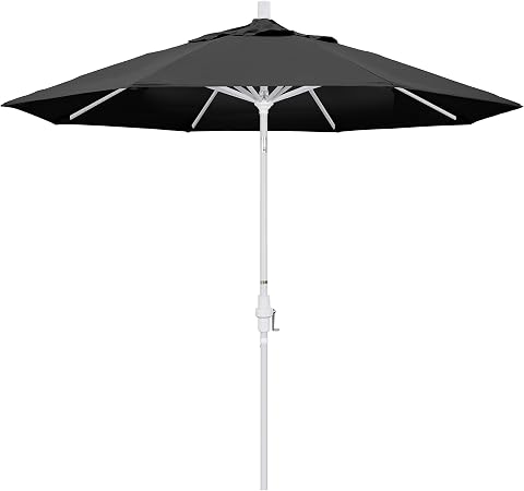 Amazon Com California Umbrella 9 Round Aluminum Market Umbrella Crank Lift Collar Tilt White Pole Black Olefin Patio Umbrellas Garden Outdoor