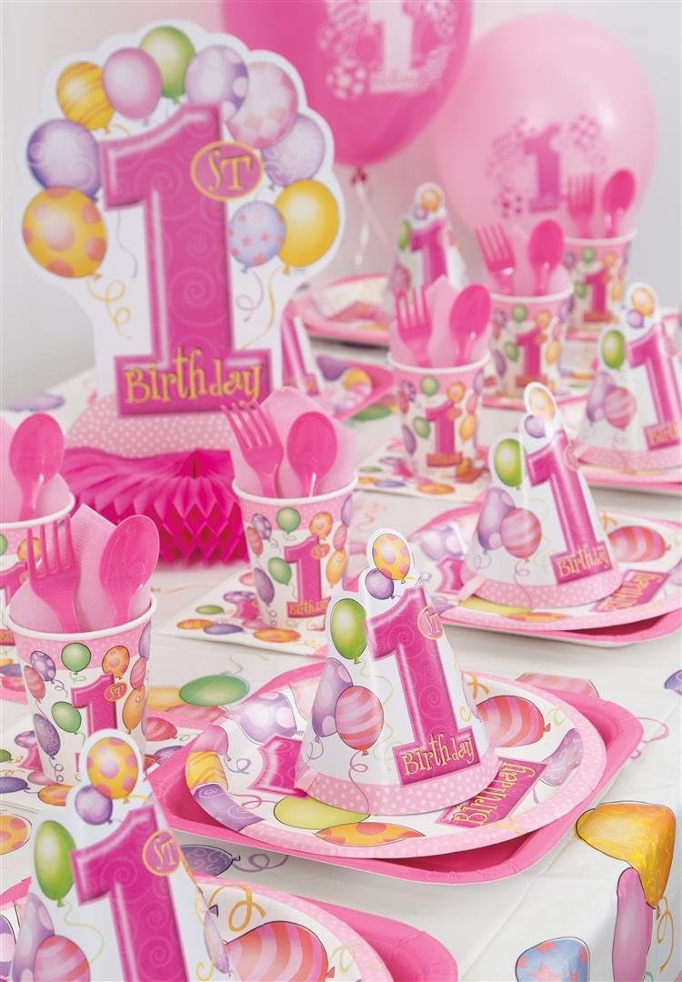 Unique Party 23891 - Pink Balloons 1st Birthday Party Hats, Pack of 8, One Size (Pack of 8) - Image 3