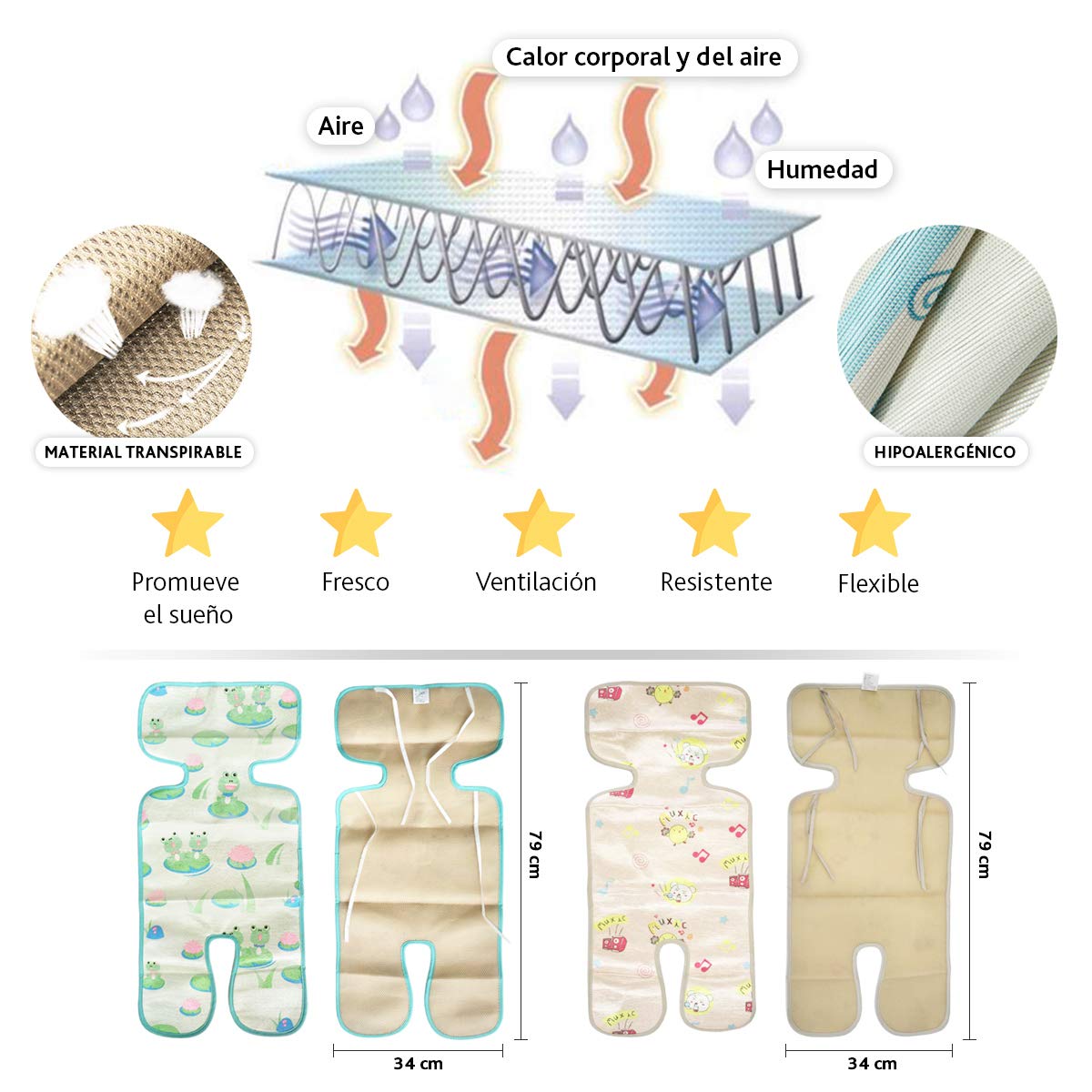Colchoneta Silla Paseo Universal | Funda Silla Paseo Universal | Colchoneta Silla Paseo Universal Verano Transpirable |Unisex Para Bebe Niña Y Niño | Atractivo Diseño Y Máximo Confort