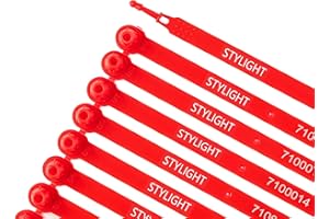 STYLIGHT - 100 Plastic Security Seals, Tamper Evident, Number Sequentially (100, Red)