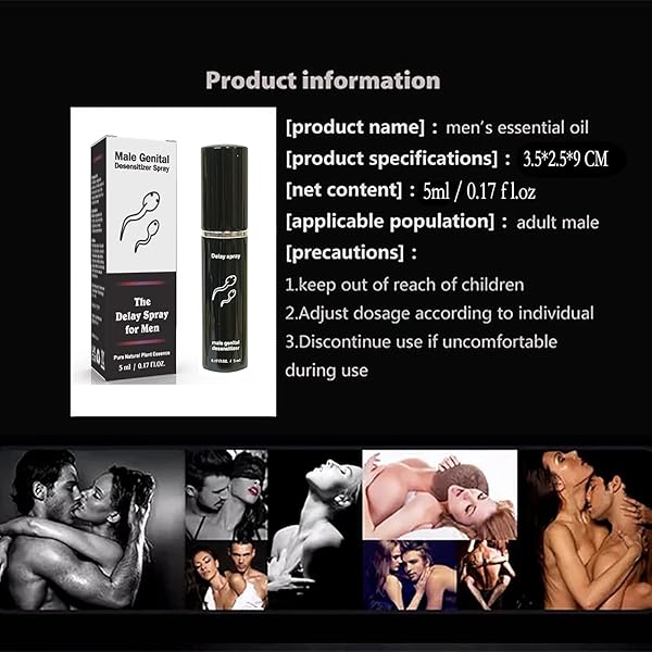 SEXUAL ENHANCER DELAY SPRAY FOR – MEN TO LAST LONGER IN BED, MALE GENITAL DESENSITIZING – INCREASE DURATION, 0.17 FL OZ
