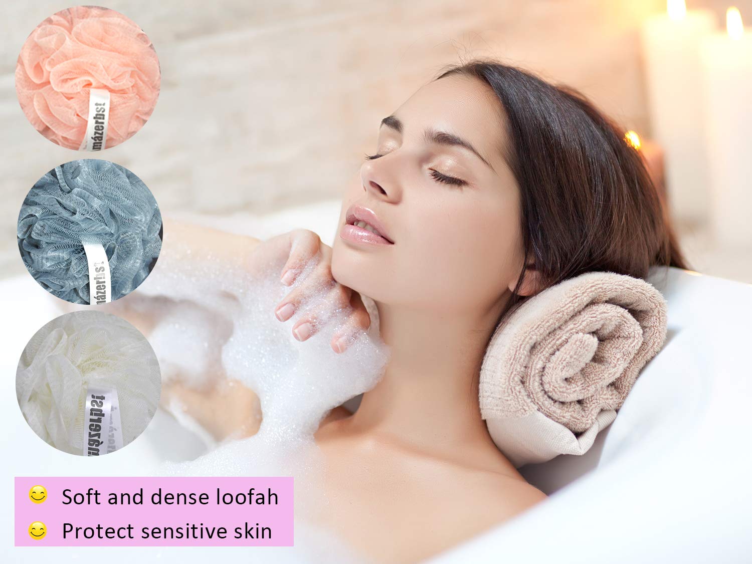 Amazerbst loofah,Loofah Sponge for women and men, Shower Loofah Set of 3: Beauty