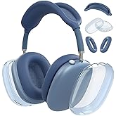 MOLOPPO Case Cover for AirPods Max Headphones, Silicone Ear Pad/Headband Cover/Clear Soft TPU Ear Cups, [3 in 1] Accessories Protector for Apple for AirPod Max (2024/2020),Blue