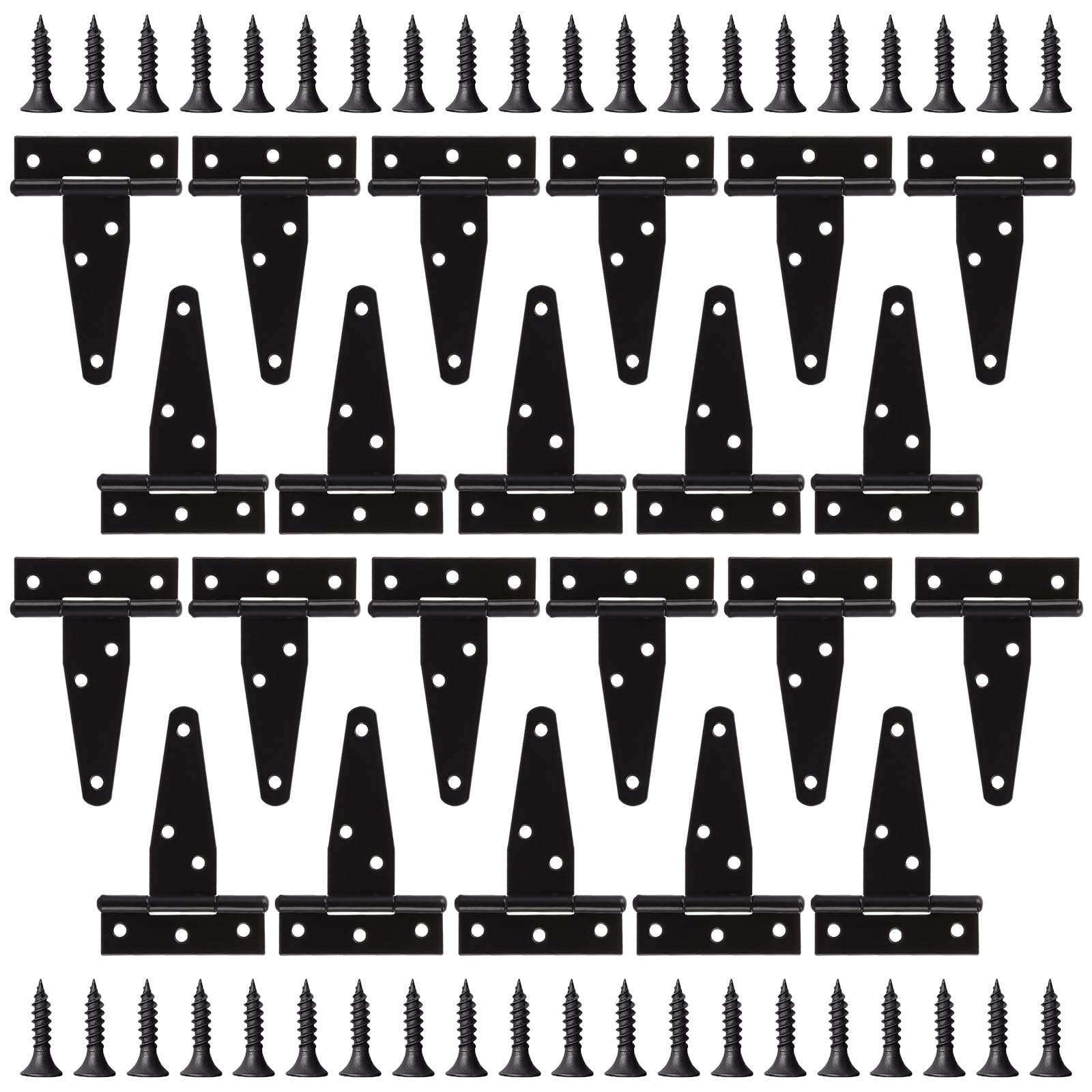 MEIDIV 22 Pack 3 Inch T Hinge, Shed Door Hinges, Garden Gate Hinges, T Strap Tee Hinge Black Outdoor for Wooden Shed Gates Barn Windows Wooden Fences