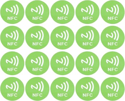 Dioche 20PCS CUID NFC Stickers Rewritable Adhesive Green 40mm for NFC Devices