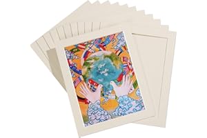 HOTUO 12 Pack A4 Paper Frames for Kids Drawing, Ivory Display 8.5x11 Cardboard Picture Frame with PVC Film.