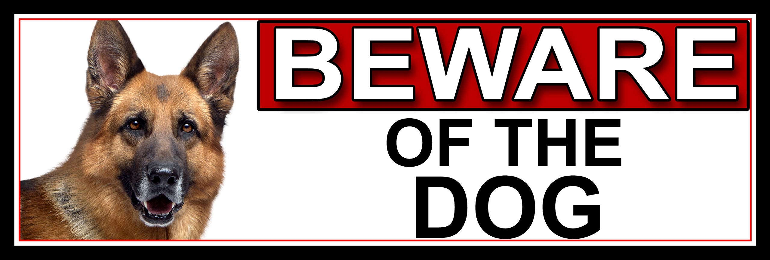 Shawprint German Shepherd BEWARE OF THE DOG METAL GATE SIGN 266mm x 87m. (523H2)
