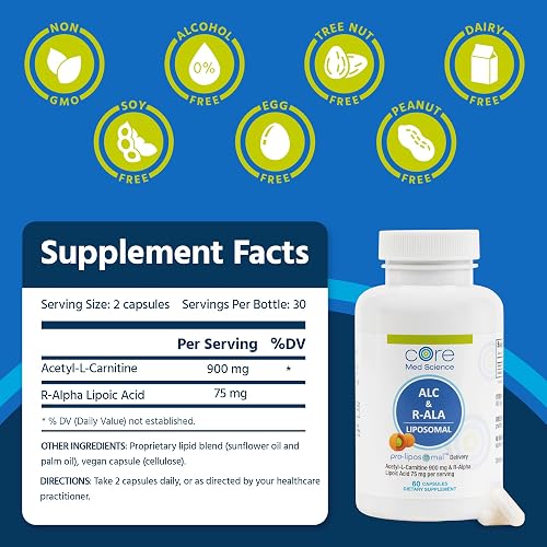 r alpha lipoic acid and acetyl l carnitine Spring Valley L-Carnitine HCL Capsules, 50 Count..+ Core Med Science Liposomal ALC
