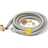 Hippohose 20 FT Stainless Steel Dishwasher Water Hose Kit - Universal Fit, Braided SS, 3/8'' Connections, 5-Year Warranty