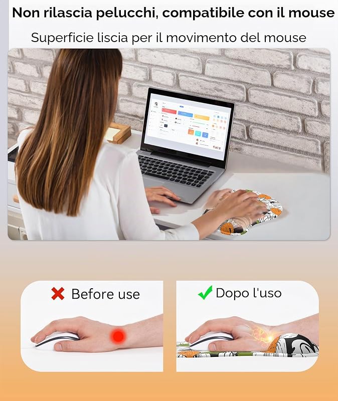 Tappetino Mouse con Poggiapolsi Gel,Ergonomico Mouse Pad con Base Antiscivolo per Casa e Ufficio (Gattino-4)