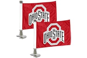 FANMATS 61922 Ohio State Buckeyes Ambassador Car Flags - 2 Pack Mini Auto Flags, 4in X 6in, Perfect for Hood or Trunk