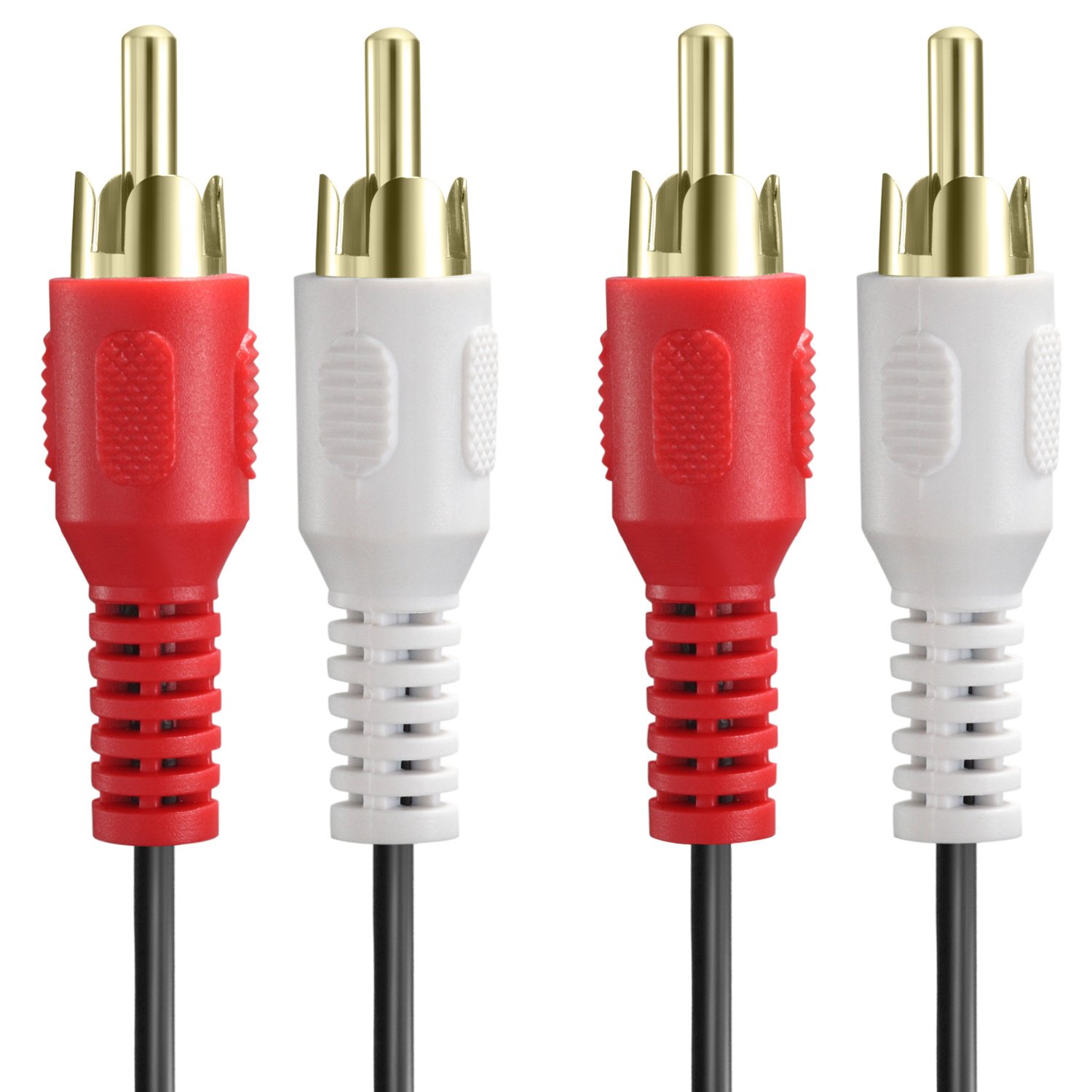 Fosmon Technology 2RCA Male to 2RCA Male Cable (1.8M/6FT), RCA Composite Stereo Audio Cable Cord [Right/Left] 2 RCA Plug M/M Connector Red & White for A/V Reciever, Amplifier, Projector, Home Theater