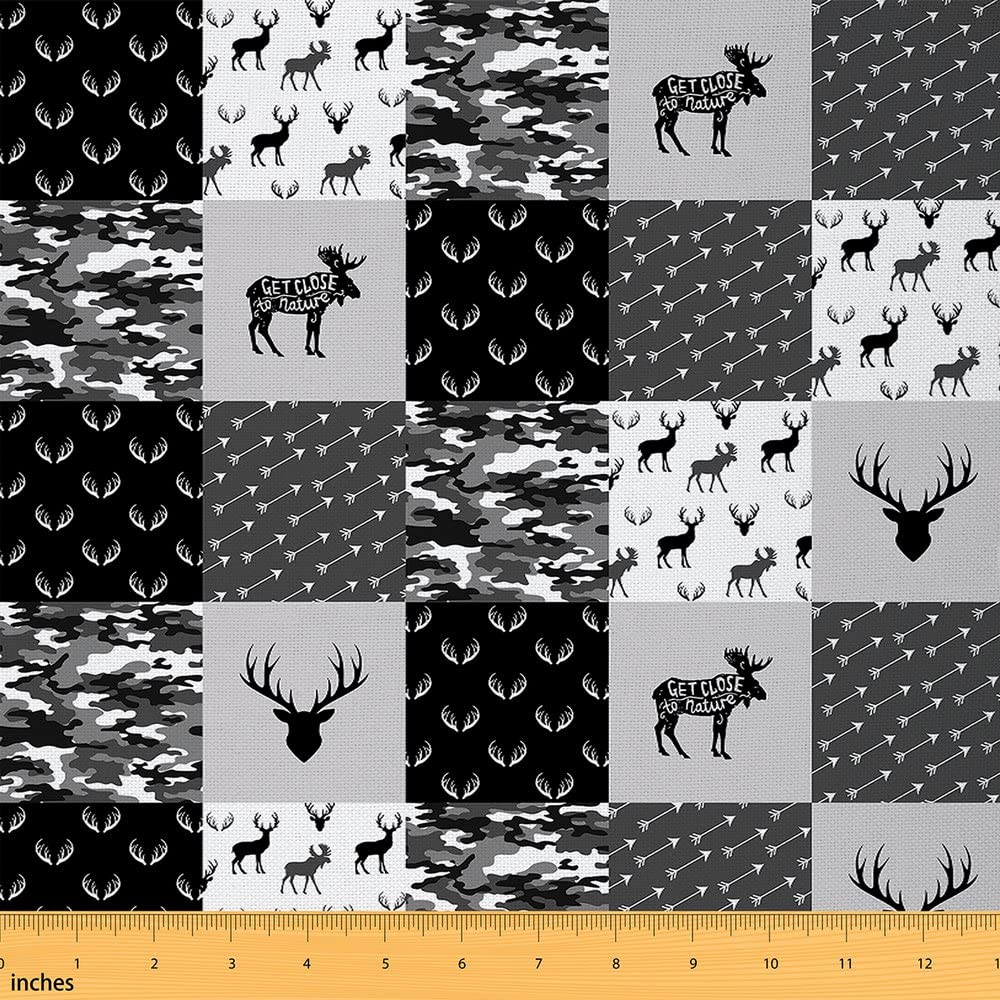 Deer Material Fabric by The Yard, Antlers & Camo