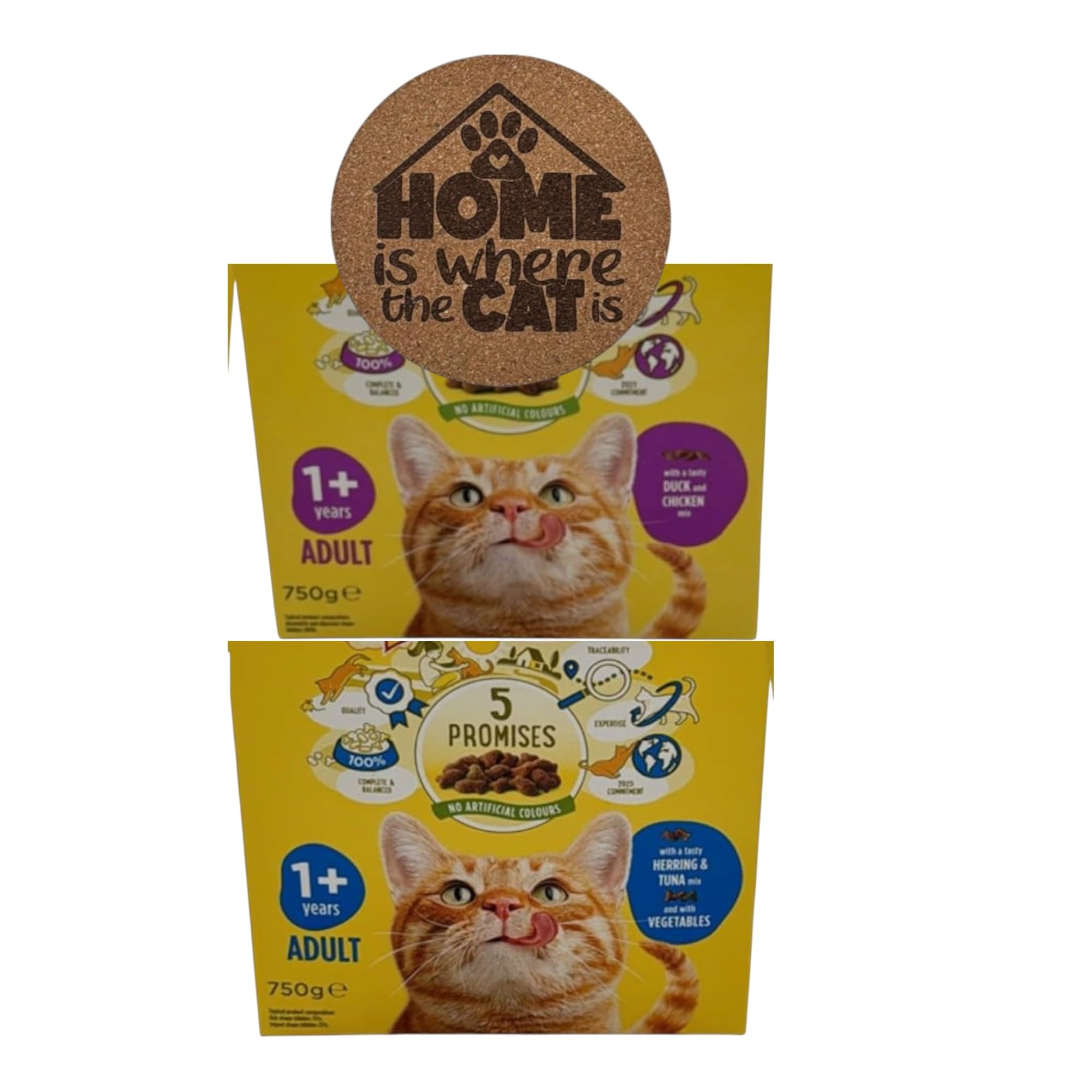 AETN Creations Crunchy and Tender Bundle Mixed Pack 2x750g Chicken and Duck with Tuna and Herring plus AETN Coaster