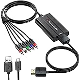 Male Component to HDMI Converter for DVD/STB/VHS with Female Component to Display on HDTVs(Not for 240P PS1 Games), 1080P YPb