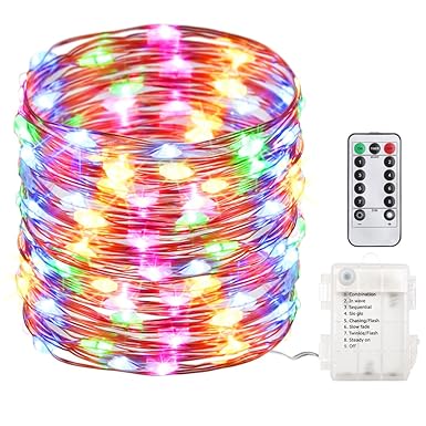 GDEALER 10M 100er LED Bunte Lichterkette 8 Modi Außen Batteriebetrieben IP65 mit Fernbedienung für Outdoor, Innenbeleuchtung,