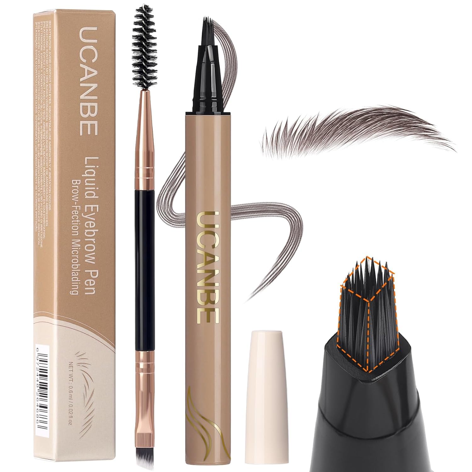 Photo 1 of UCANBE Brow-Fection Angled Brush Eyebrow Pen, Liquid Microblading Eyebrow Pencils for Women, Wild Natural Brow Pen for Realistic Hair-Like Brows, Easy to Color, Waterproof, Lasts All Day, Ash Brown