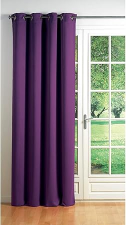 Douceur Dintérieur Rideau A Oeillets Carres 140x260 Cm Occultant Cocoon Prune