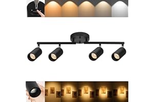 Ajbvp 5Color LED Track Lighting Kit 4 Lights Dimmable 48W Track Light,Zoomable15°/24°/36°/45°/60°-2700K/3000K/3500K4000K/5000K,Track Lighting for Accent Task Kitchen,Lumen 4800 (Black)