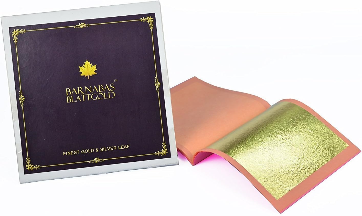Barnabas Blattgold Edible Gold Leaf 24K - Cake Decorations, Loose Gold Leaf Sheets for Cupcakes - 3.1 inches, Book of 10
