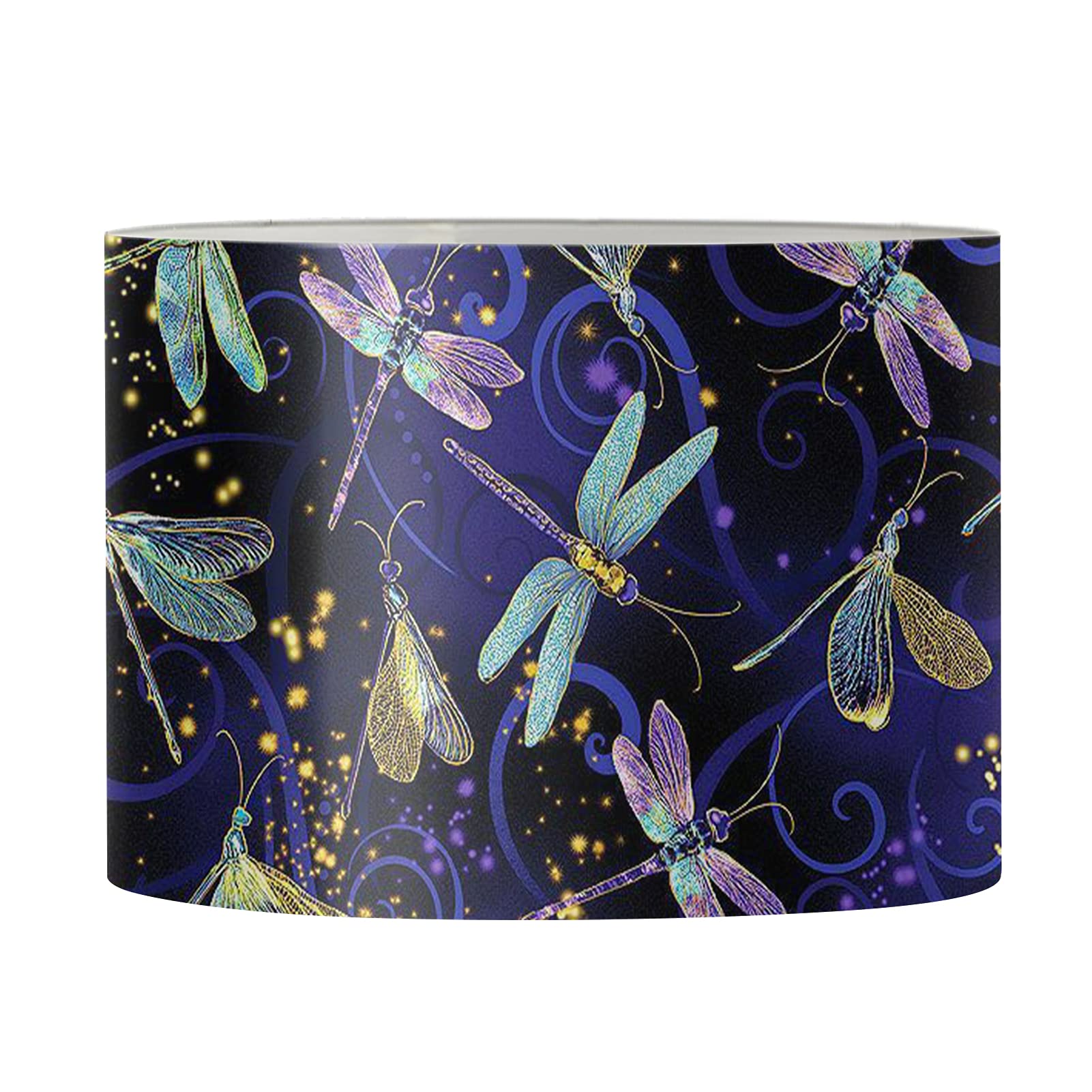 Jeiento Dragonfly Lamp Shade,Barrel Fabric Lampshade for Table Lamp and Floor Light,Trendy Decoration,Black