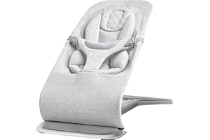 Ergobaby Evolve 3-in-1 Bouncer Seat for Babies and Toddlers 5.5-25lbs - Multi Position Baby Rocker Seat with Adjustable Heights, Secure Harness, Newborn Insert - Light Grey