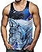 RAISEVERN Tank Tops, 3D Pattern Printed Mens Vest Top White Wolf Graphic Tees Shirt S