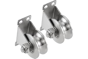 2 Pcs 2 Inch U Groove Wheel, Stainless Steel Groove Wheel Pulley, Heavy Duty U Groove Caster for Wire Rope Rail, DIY, Load Ca