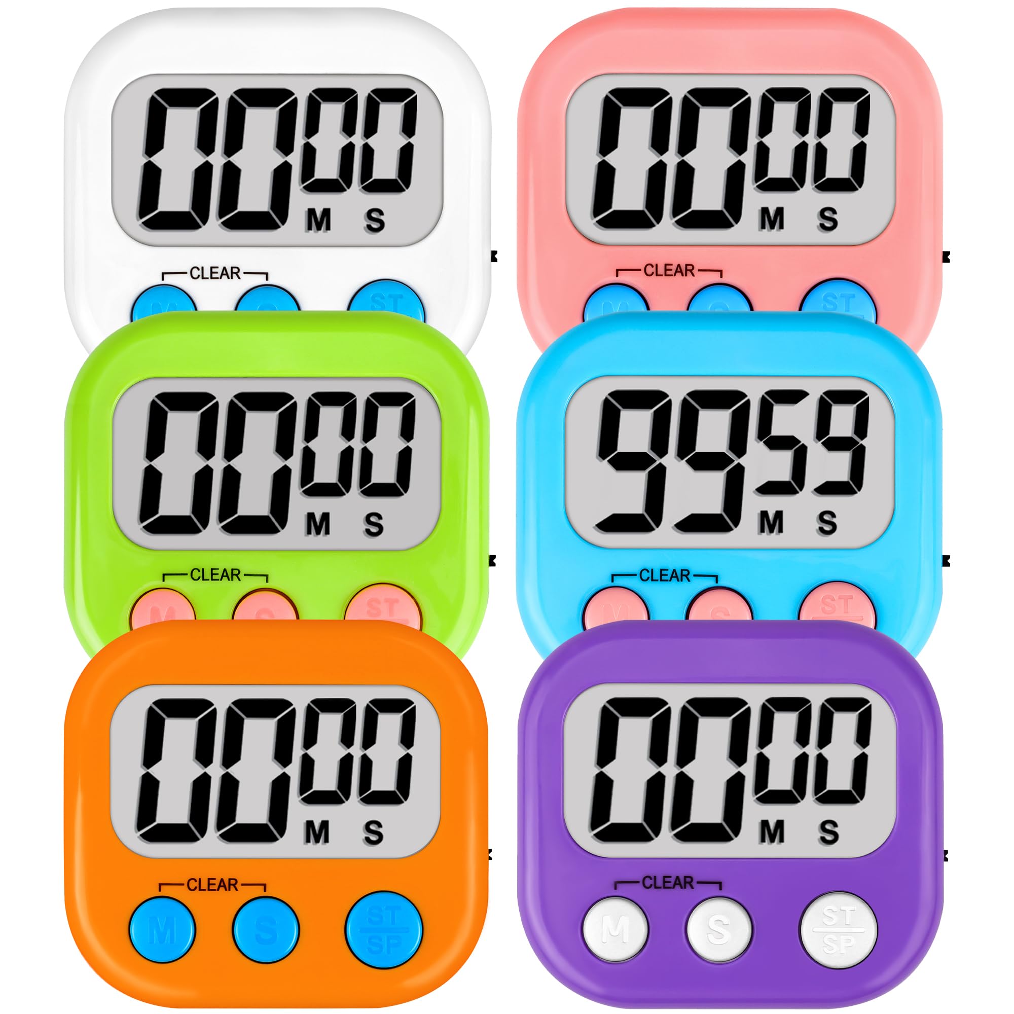 Photo 1 of **ONE IS BROKEN** ZILLEEN Classroom Timers for Kids Classroom Magnetic Digital Kitchen Timers for Cooking Teachers Gym Game 6 Pcs