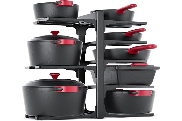 MUDEELA 8-Tier Pots and Pans Organizer under Cabinet, 15.83" Height Heavy Duty Pot Pan Organizer Kitchen Cabinet Organization