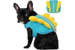 OUOBOB Dog Backpack for Medium Dogs, Backpack for Dogs Pet Backpacks Harness with Pockets for Hiking Walking Training Running Pug, Schnauzer (Blue, M)