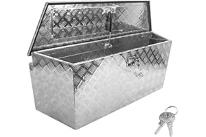 cerbordy Trailer Tongue Box, Aluminum Tongue Box Tool Chest, Heavy Duty Trailer Box Storage with Lock and Keys, for Pickup Truck, RV, Trailer (49"X15"X18.5" - Silver)
