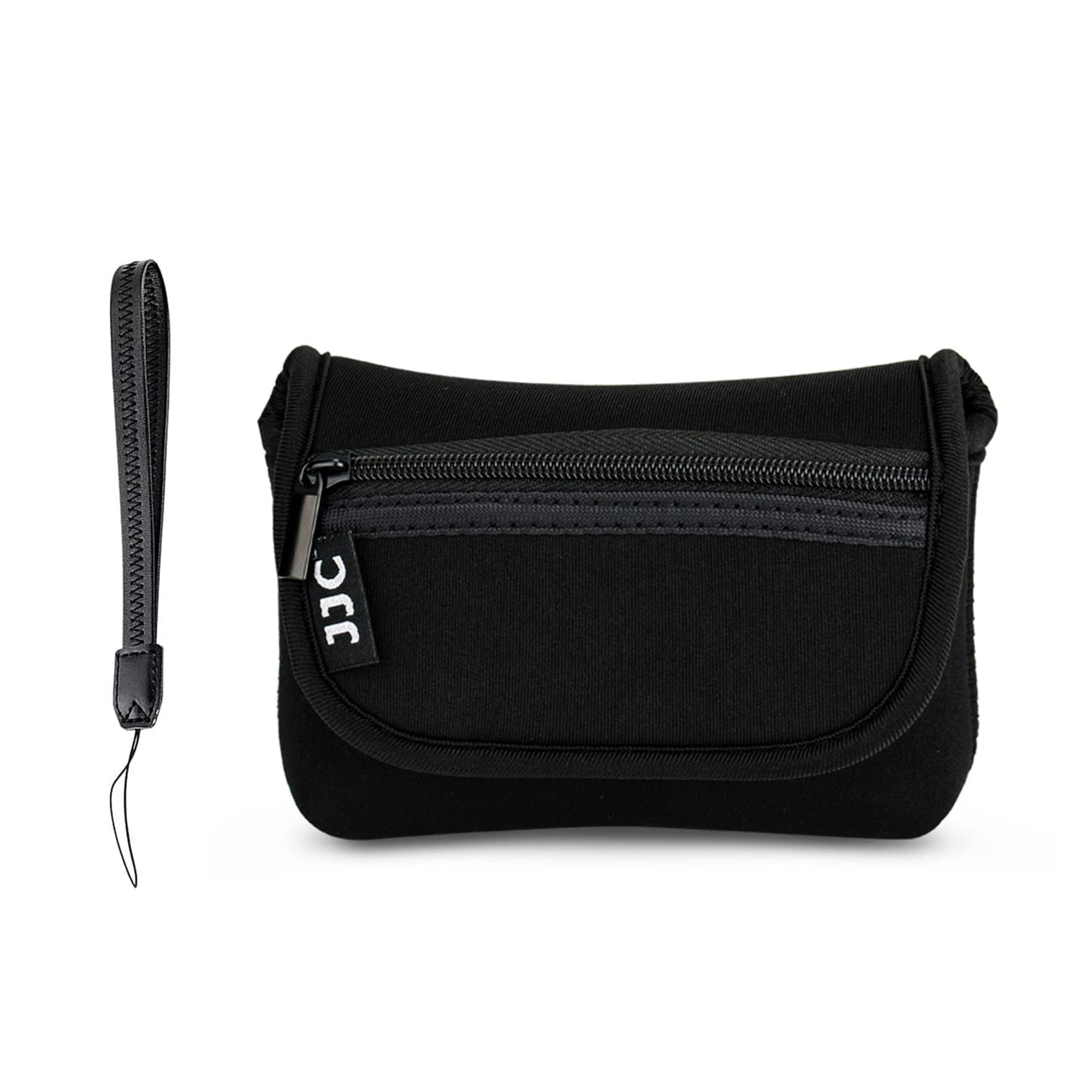 JJC Neoprene Compact Camera Case Pouch with Wrist Strap for Ricoh GR IV IIIx III II for Sony Z-V1 RX100 III IV V VA VI VII for Canon G7X Mark III II SX720 for Olympus TG-5 TG-4 TG-3 Fuji XF10 (Black)