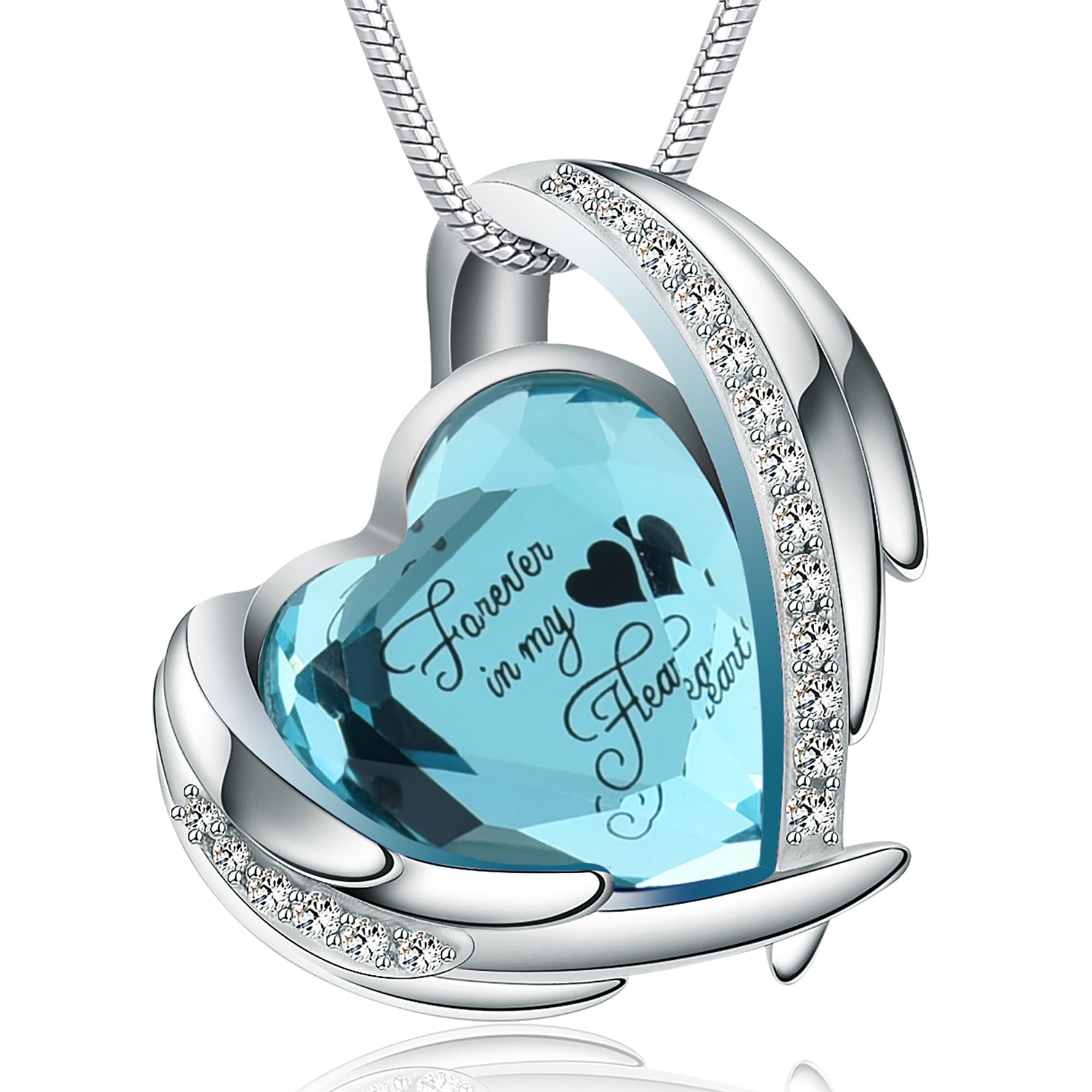 VCCWYQK Cremation Jewelry Crystal Heart Necklace for Ashes, Urn Necklace Keepsake for Urn for Memorial Jewelry (Light Blue)
