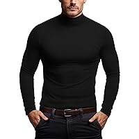 Zengjo Mens Base Layer Cold Weather Mock Turtleneck Shirt(Heather