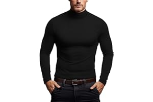 Zengjo Mens Mock Turtleneck Long Sleeve Shirts Thermal Baselayer Top