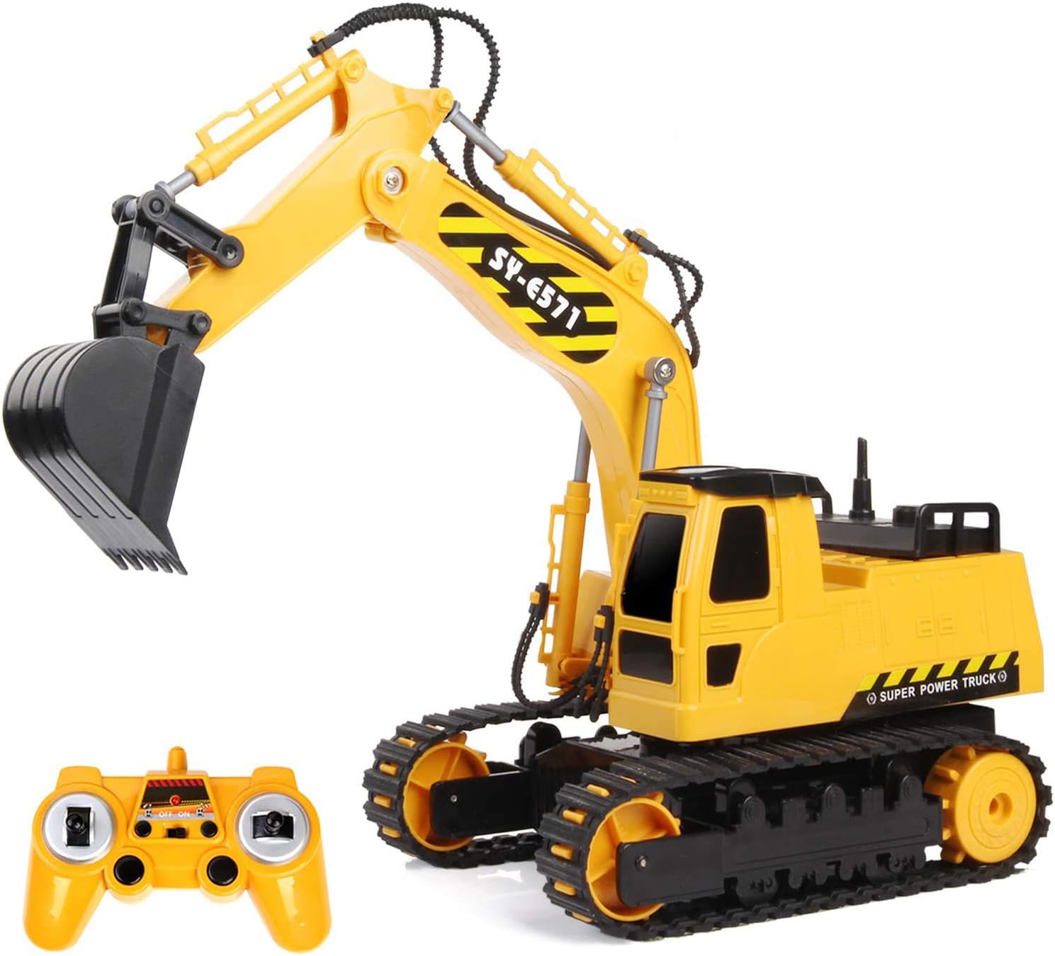 RACPNEL Remote Control Excavator Toys 1:26 RC Excavator, 2.4GHz Fully Functional Construction Vehicles Toys Truck with Rechargeable Battery, Birthday Gift for Boys and Girls, Kids (1:26)