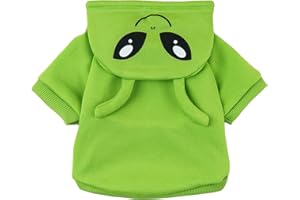 QWINEE Alien Dog Hoodie Dog Warm Jacket Coat Puppy Sweatshirt Christmas Halloween Dog Costume Cosplay Winter Dog Clothes Pet Apparel for Small Medium Dogs Cats Kitten Solid Green XS