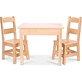 Amazon Com Kidkraft Wooden Rectangular Table 2 Chair Set For Kids Espresso Gift For Ages 5 8 Toys Games