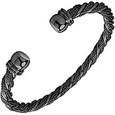 555Jewelry Adjustable Stainless Steel Twisted Wire Cable Open Cuff Bangle Bracelet for Women & Ladies