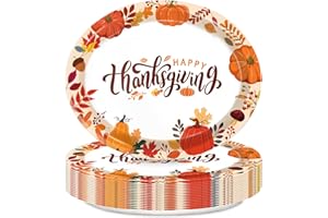 Oigco 25 Pcs Thanksgiving Paper Plates 9" x 11" Large Disposable Dinner Serving Party Platters for Thanksgiving Harvest Holiday Party Decorations