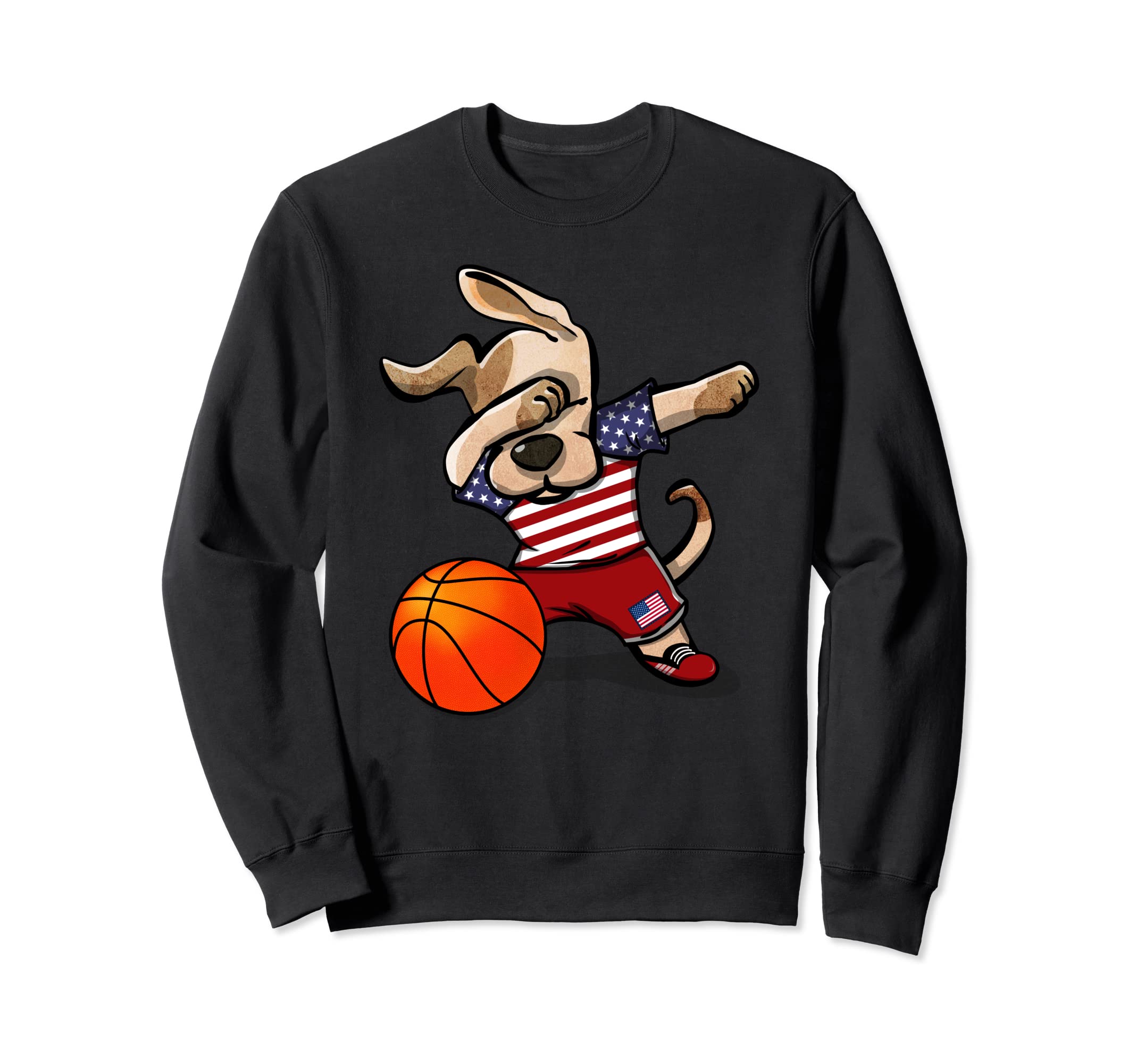 Funny Dabbing Dog United States Basketball Lovers USA Flag Sweatshirt