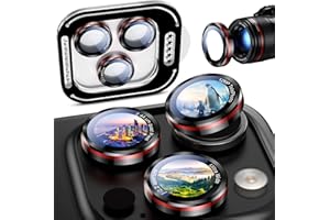 Uyiton for iPhone 17 Pro Max/17 Pro/16 Pro Max/16 Pro/15 Pro Max/15 Pro/14 Pro Max/14 Pro Camera Lens Protector - Military-Grade Tempered Glass Metal Camera Cover, Easy to Install, Black+Red