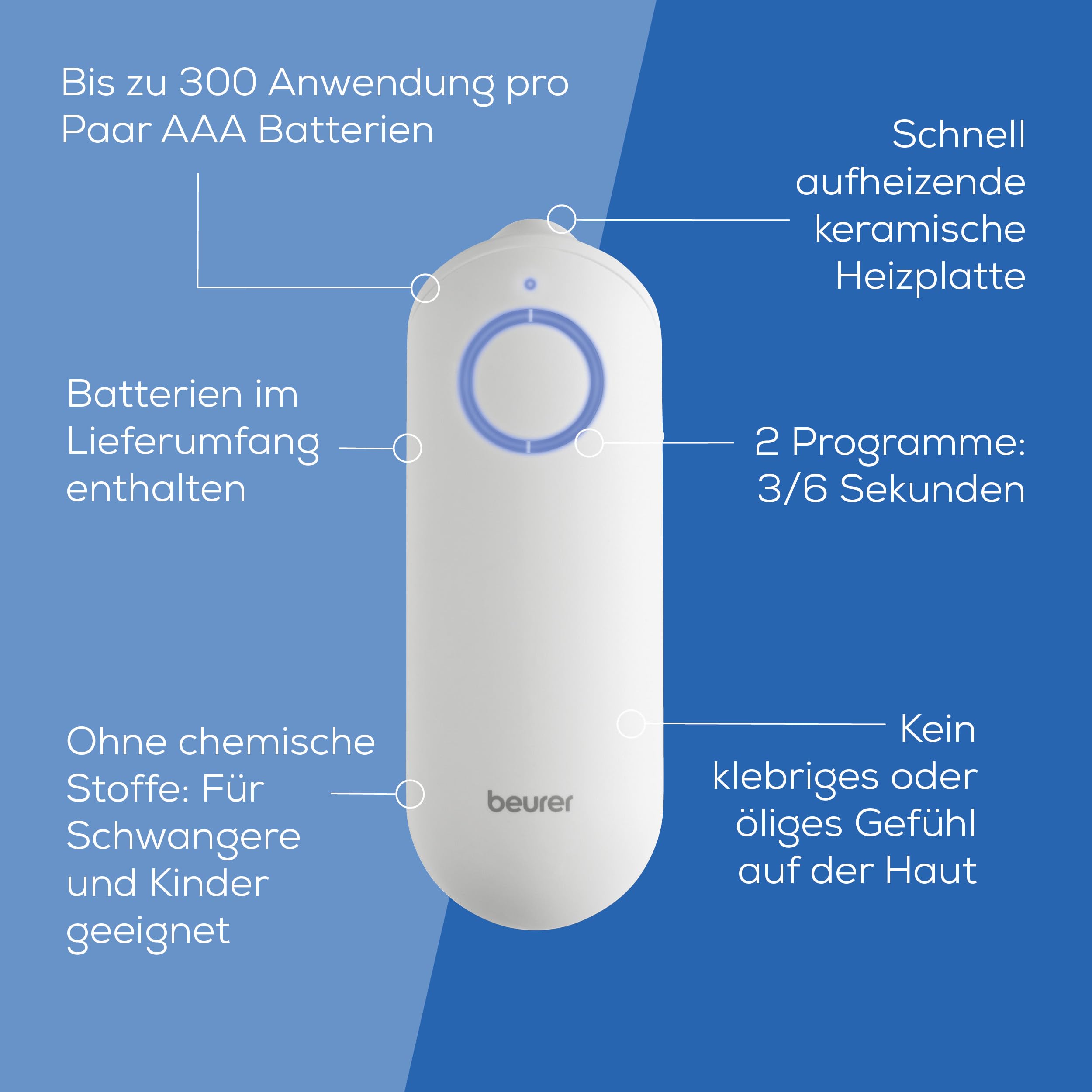 Beurer BiteX Original Insektenstichheiler BR 60, Mückenstich Hitzestift zur Behandlung von Insektenstichen- und bissen, elektrischer Stichheiler, Urlaubs-Gadget, lindert Juckreiz, 9,8 x 3,5 x 1,9 cm 6