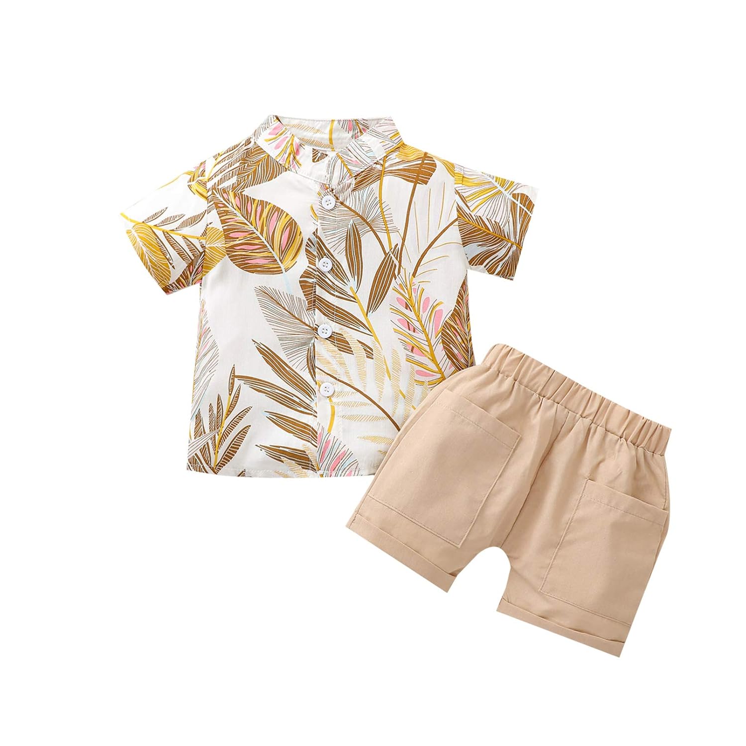 Toddler Baby Boy Shorts Set Summer Leave Short Sleeve Shirt Tops Solid