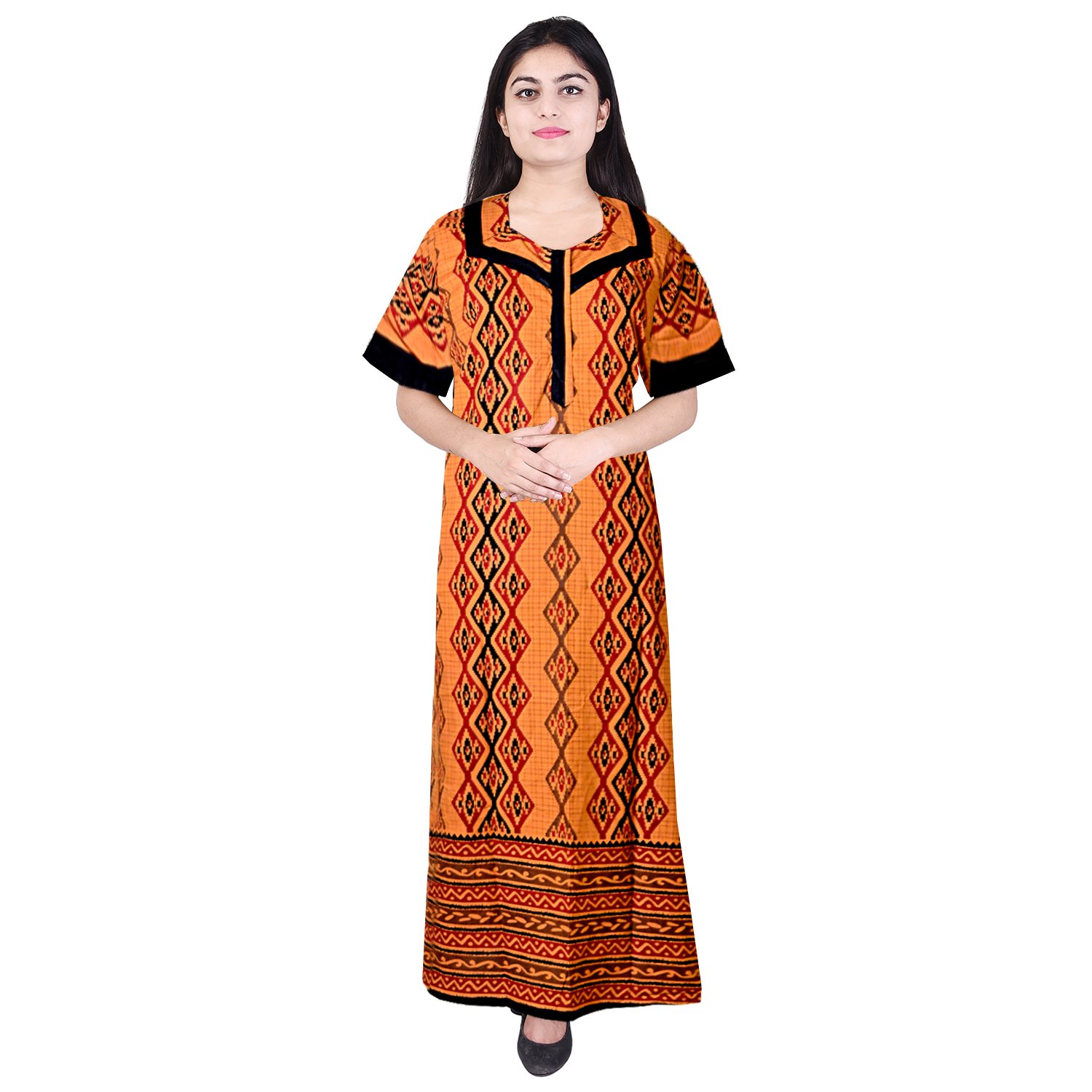 jwf women's one piece jaipuri print cotton long dress - free size pure cotton women's maxi long dress