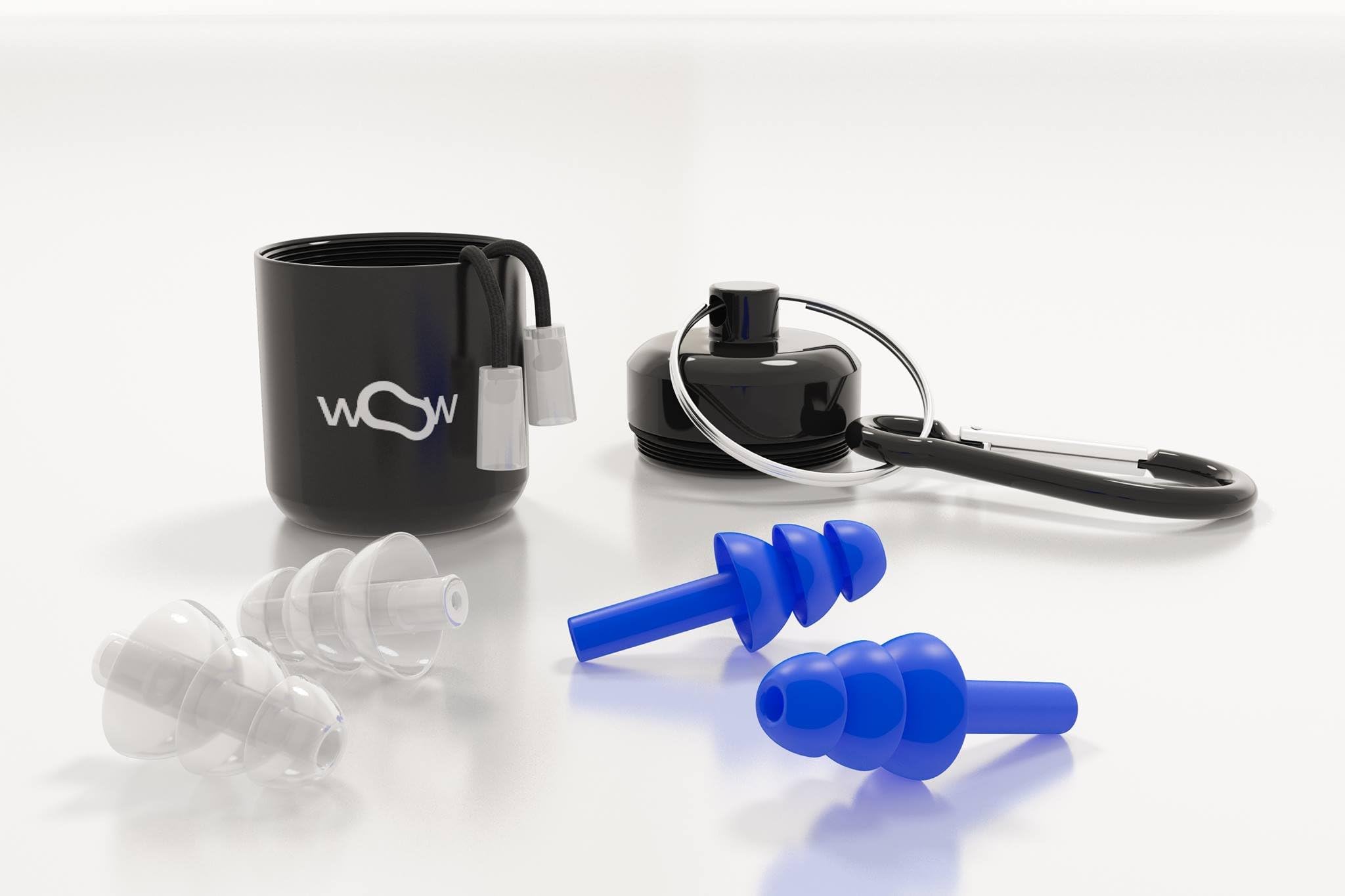 Noise Cancelling Ear Plugs (2 Pairs) +Carry Case- Super Comfortable High Fidelity Ear Plugs for Sleeping & Hearing Protection -Silicone, Reusable Noise Reduction Ear Buds (white/blue)