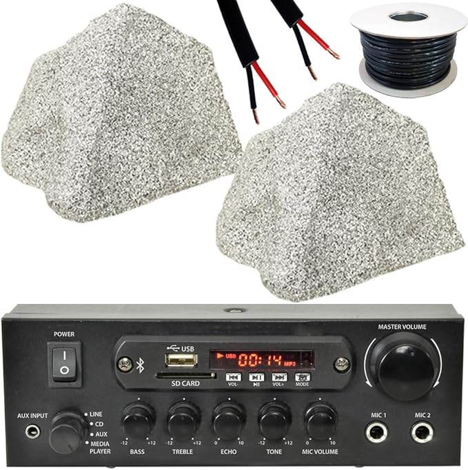 OUTDOOR BLUETOOTH GARDEN SPEAKER SYSTEM 2x 75W External Rock